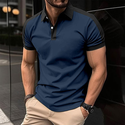 Men's Short Sleeve Business Casual Polo Shirt | Summer Lightweight Cotton Blend Dress Shirt | Premium Solid Color Semi-Formal Polo for Men