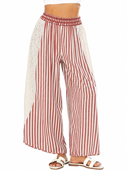 Women's Summer Striped Flare Palazzo Pants