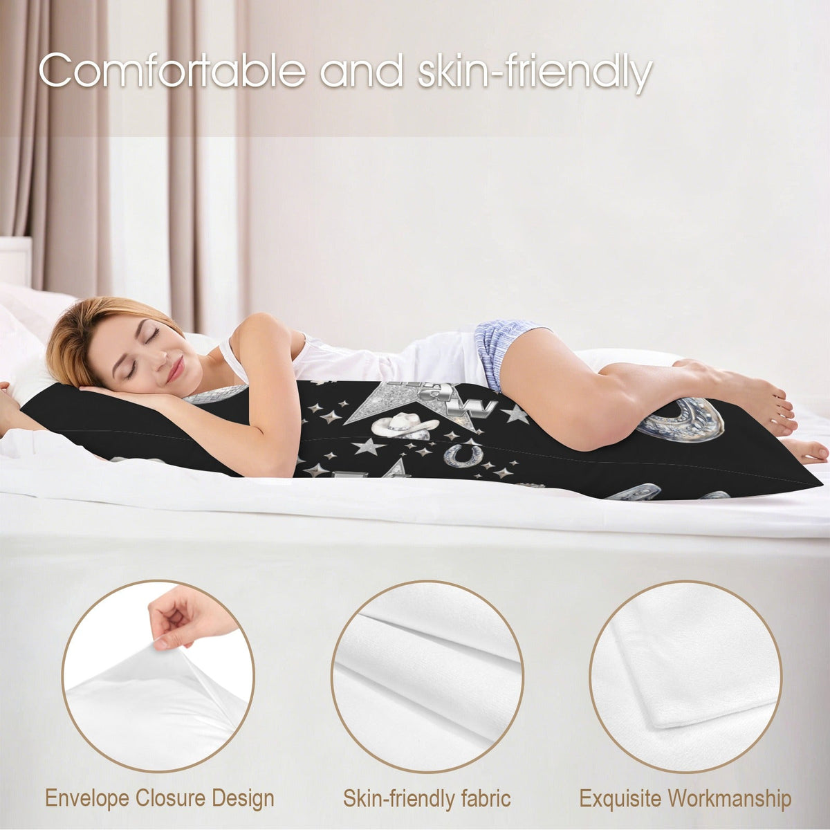Baha Ranch Yeehaw Rhinestone Cowgirl Body Pillow Cover Made in America