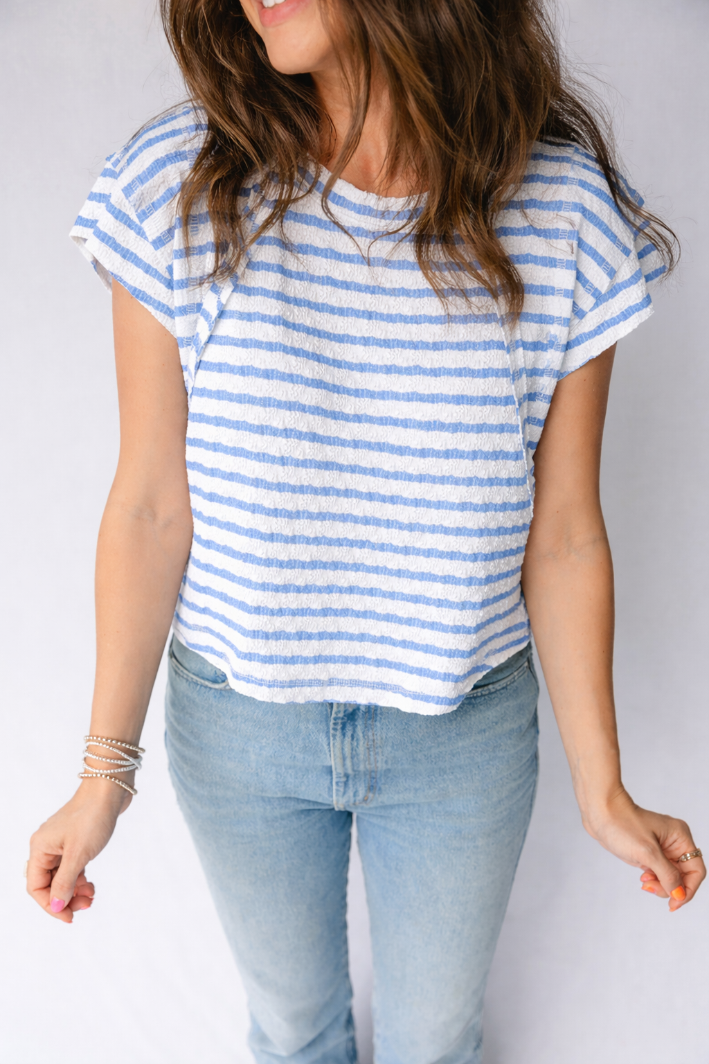 Threaded Pear Maddie Sleeve Patchwork T Shirt