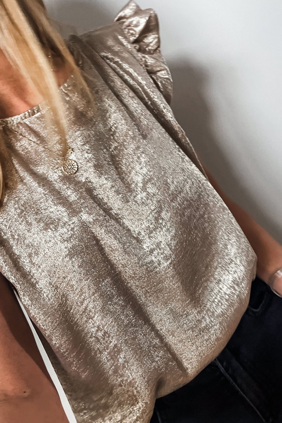 Threaded Pear Parker Ruffle Trim Sleeveless Top
