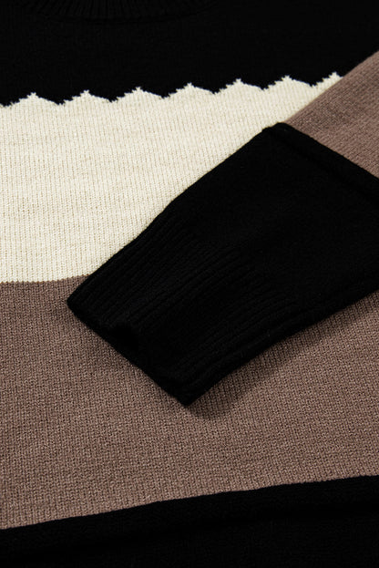 Threaded Pear Harper Colorblock Drop Shoulder Sweater