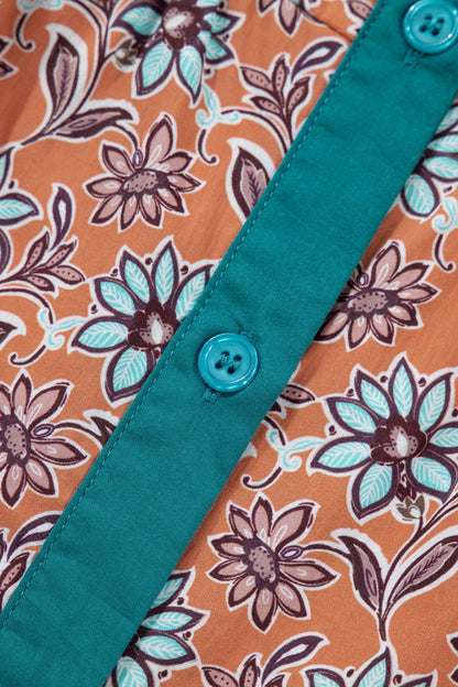 Threaded Pear Alia Floral Contrast Collared Shirt