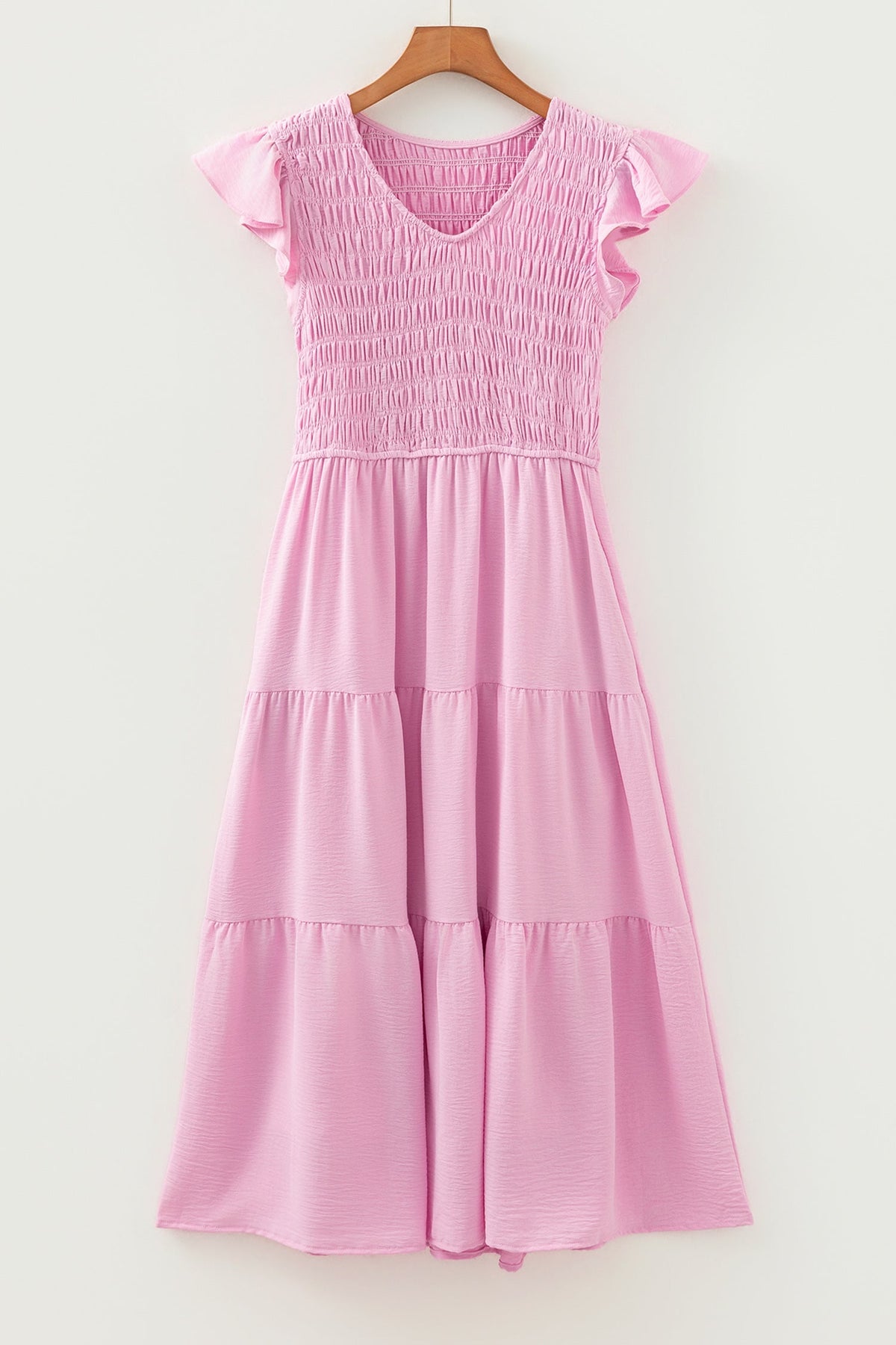 Threaded Pear Treasure Flare Tiered Midi Dress