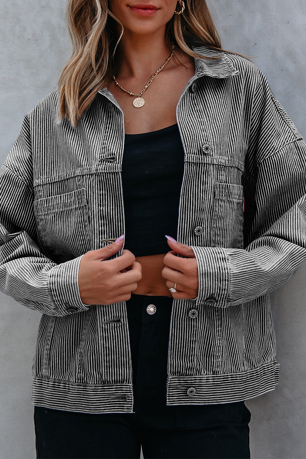 Threaded Pear Ella Wind Washed Oversize Jacket