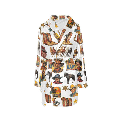 Baha Ranch Vintage Cowboy Collage Western Women's Robe