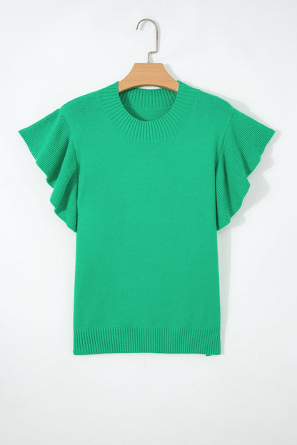Threaded Pear Alexis Ruffle Short Sleeve Sweater