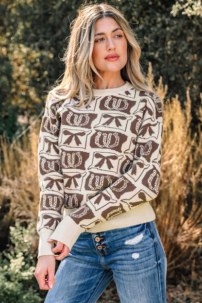 Threaded Pear Sofia Western Fashion Print Sweater