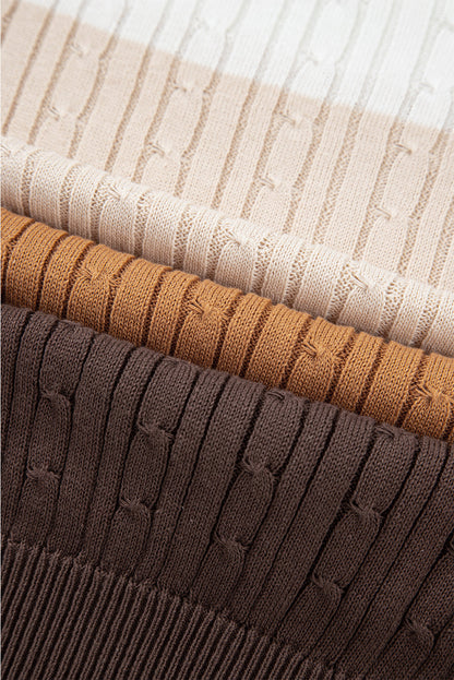 Threaded Pear Madison Colorblock Cable Knit Sweater