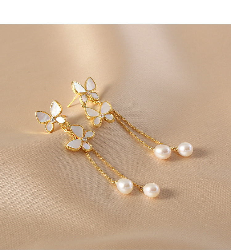 New Trendy Exquisite Sweet Butterfly Long Tassel Earrings | High-Sense Romantic Drop Earpieces | Trendy Minimalist Butterfly Tassel Jewelry | Luxury-Label Statuesque Radiant Accessory | 2026 High-Fashion Emerald-Luxe Essential