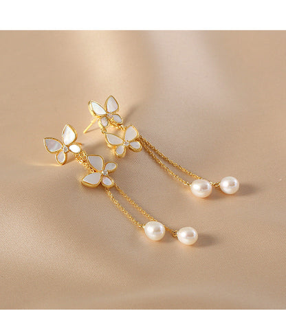 New Trendy Exquisite Sweet Butterfly Long Tassel Earrings | High-Sense Romantic Drop Earpieces | Trendy Minimalist Butterfly Tassel Jewelry | Luxury-Label Statuesque Radiant Accessory | 2026 High-Fashion Emerald-Luxe Essential