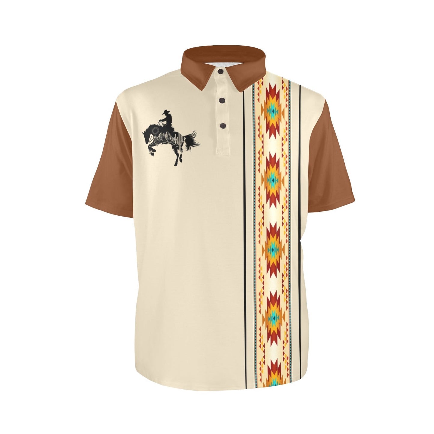 Baha Ranch Desert Cowboy Aztec Polo Shirt