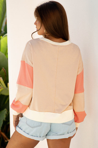 Threaded Pear Jolene Block Textured Patchwork Pullover