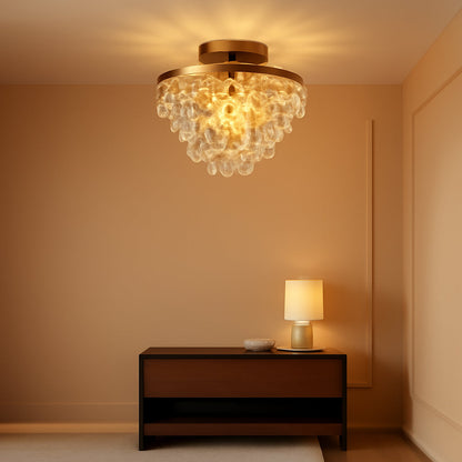 Gold Crystal Chandelier E26 Semi Flush Mount Ceiling Light by ShipItFurniture
