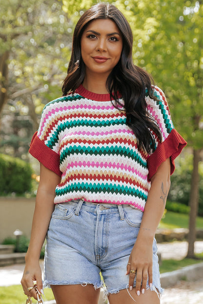 Threaded Pear Molly Sleeve Colorful Textured Sweater