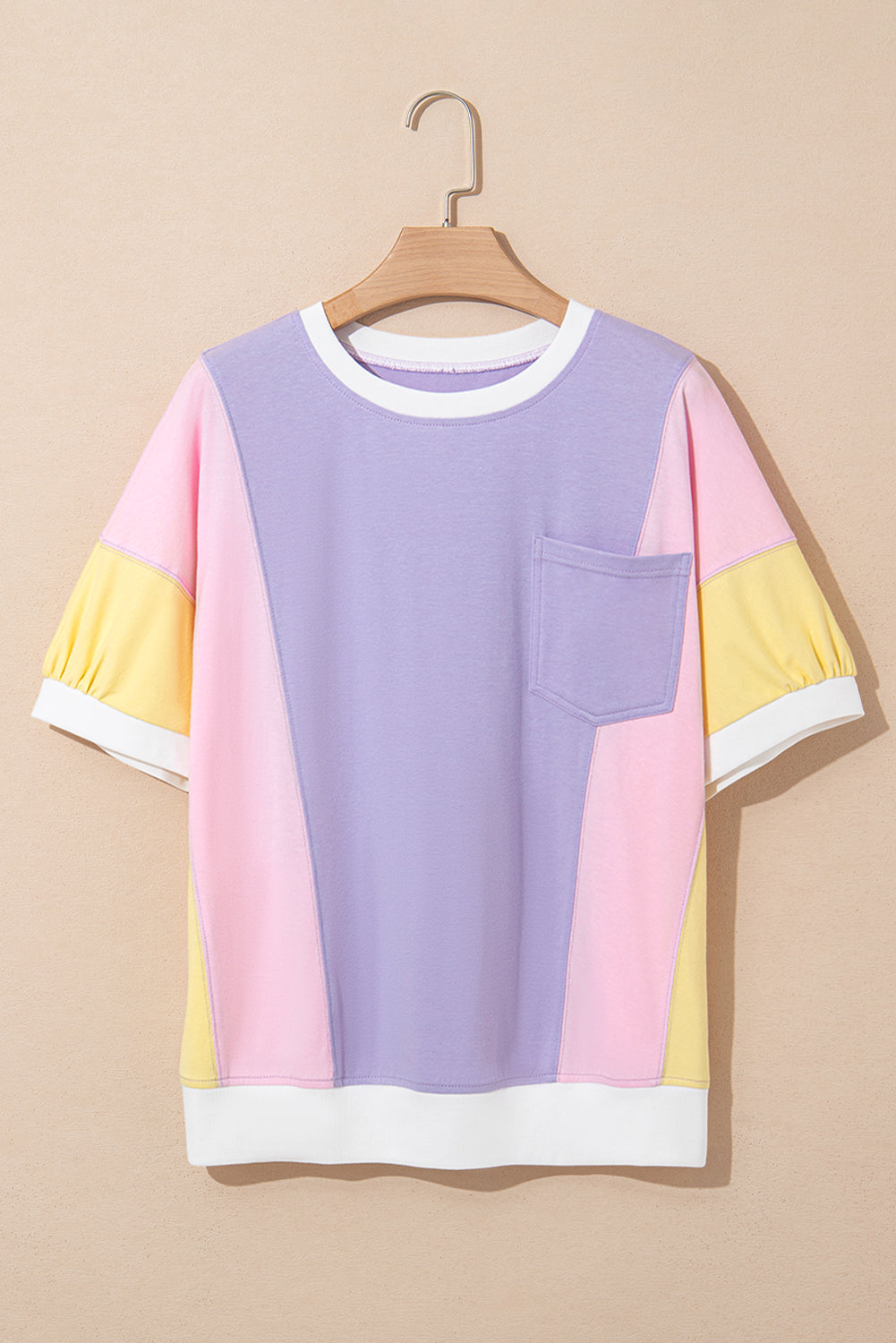 Threaded Pear Zoe Patchwork Half Sleeve Oversized Top
