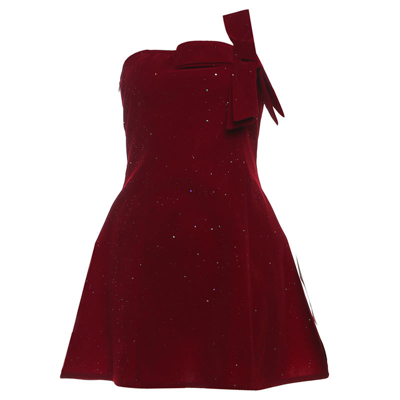 Solid Color Strapless High-Waist Elegant Chic Dress
