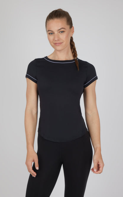 90 Degree by Reflex 2 PK Super Soft Synergy High Crew Neck Short Sleeve Top and Crew Neck Top