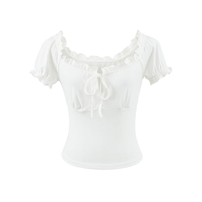 Square neck short sleeved T-shirt for women