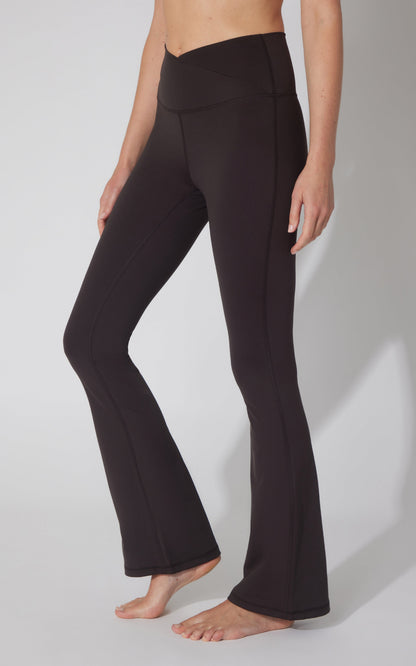 90 Degree by Reflex Lux Madison Crossover Elastic Free Waist 31 1/2 inch Flare Leg Pant