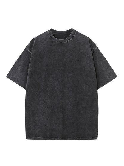Oversized Acid Wash Cotton Drop Shoulder T-Shirt