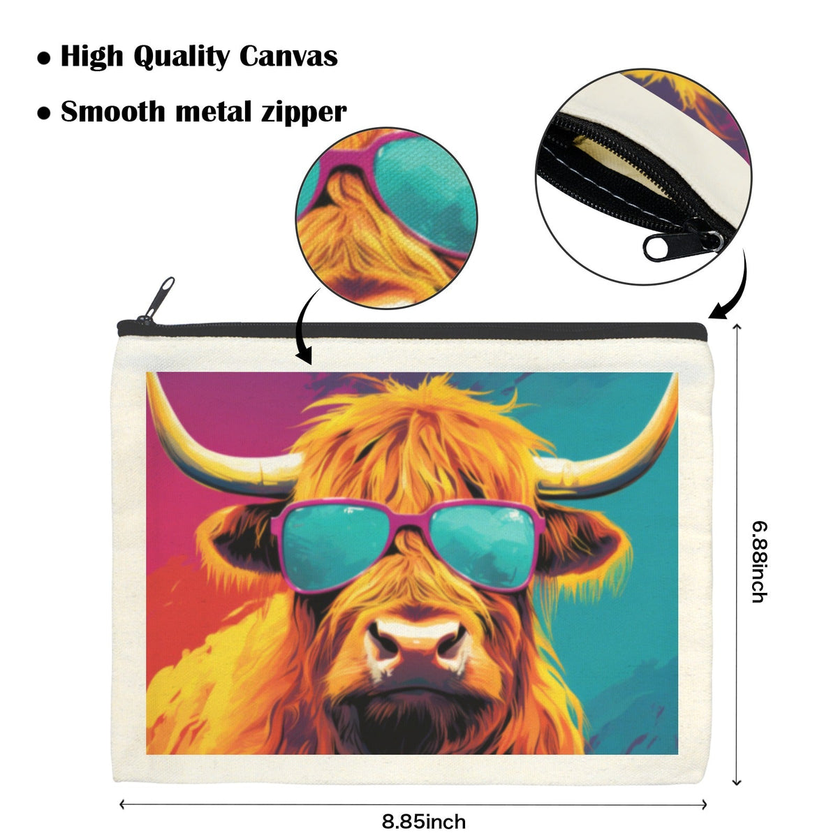 Cool Highland Cow Cosmetic Bag Pack of 5 Made in America
