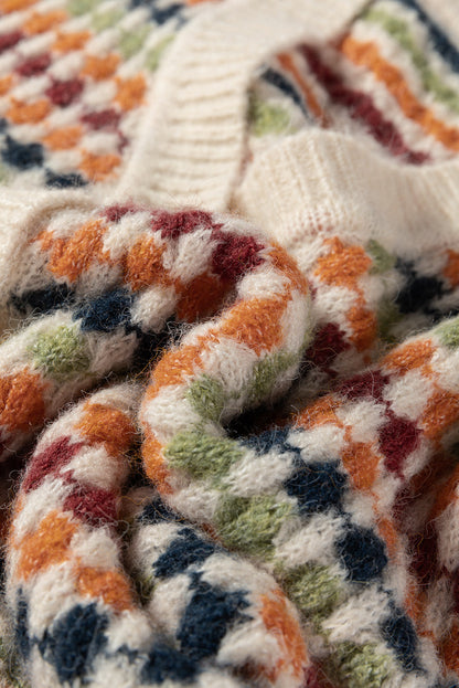 Threaded Pear Seraxie Pattern Knit Front Sweater