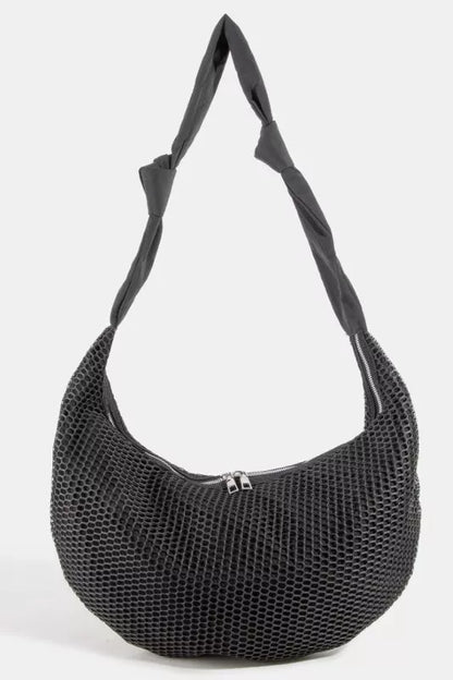 Fame Textured Mesh Knot Shoulder Bag