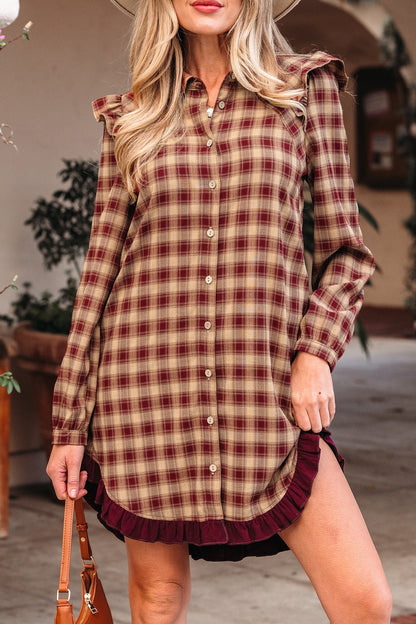 Threaded Pear Novalee Mini Shirt Dress Long Sleeve Top