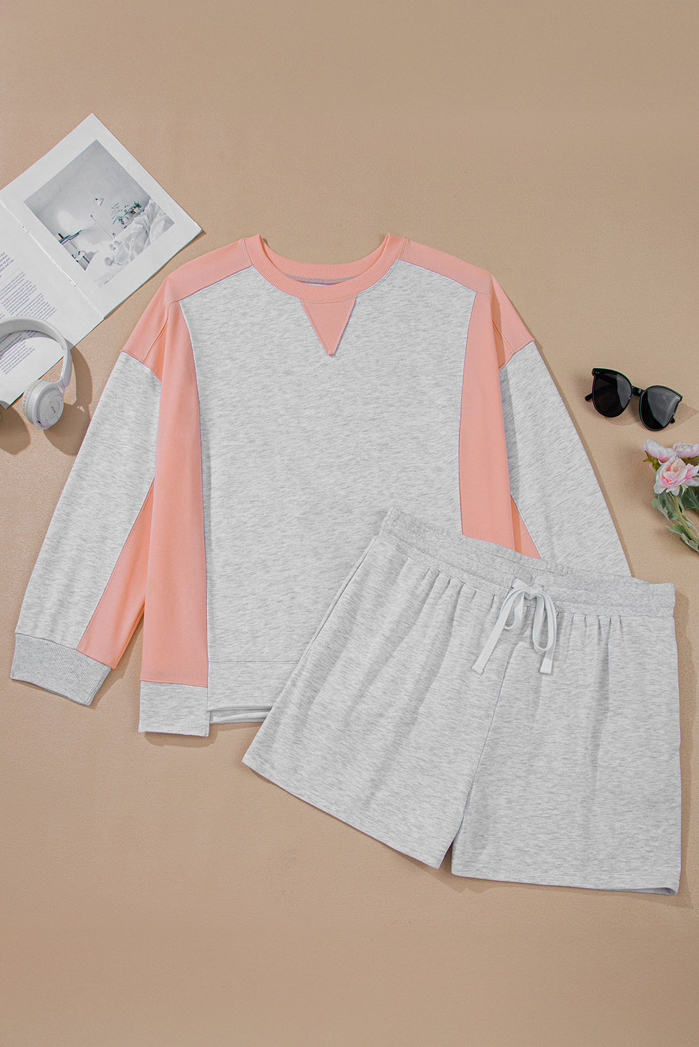 Threaded Pear Lilliana Colorblock Pullover Casual PLUS Shorts