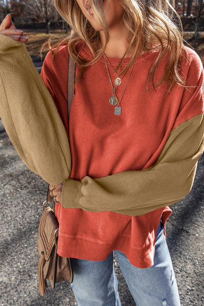 Threaded Pear Ella Patchwork Drop Shoulder Pullover