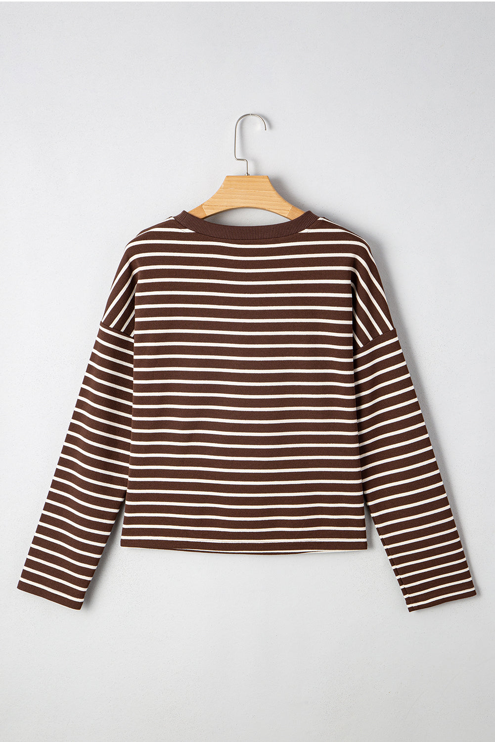 Threaded Pear Ember Stripe Ribbed Cropped Crew Neck Top
