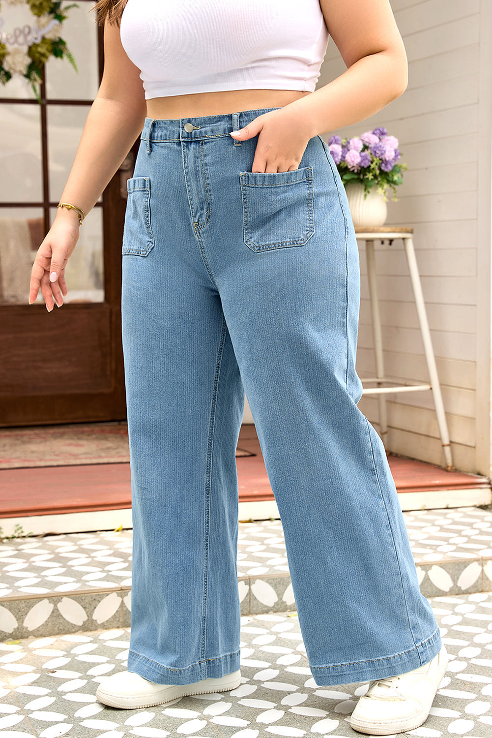 Threaded Pear Adelyn Textured Wide Leg PLUS Jeans