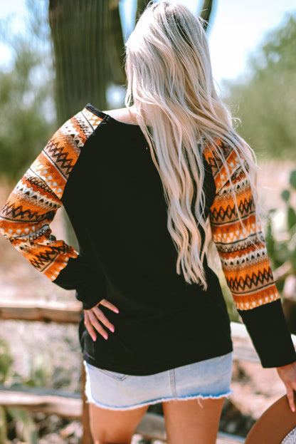 Threaded Pear Aurora Raglan Patchwork Long Sleeve Top
