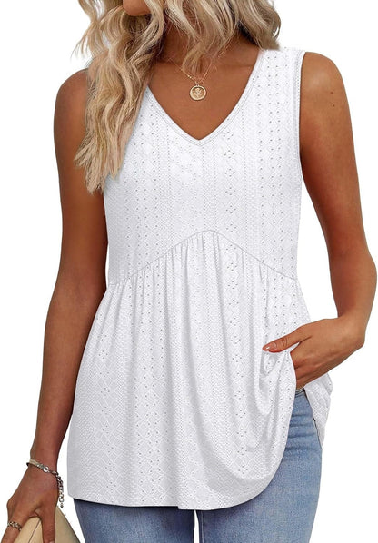 Hot Sale-Women Solid Sleeveless V Neck Tank Top