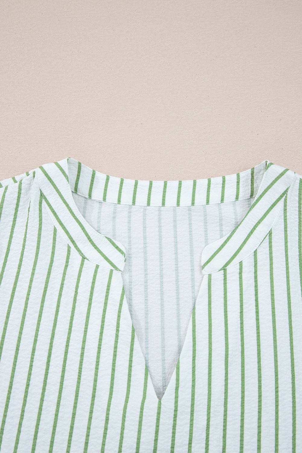 Threaded Pear Ashley Stripe Flower Puff Sleeve V Neck Babydoll Blouse