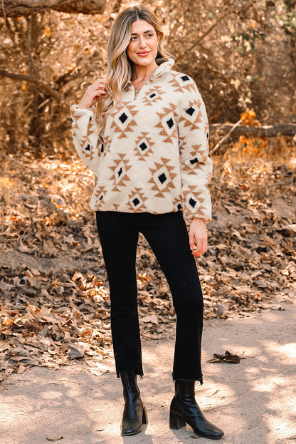Threaded Pear Elizy Quarter Zip Collar Sweatshirt