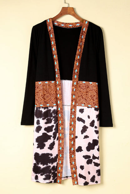 Threaded Pear Madison Patchwork Open Front Cardigan