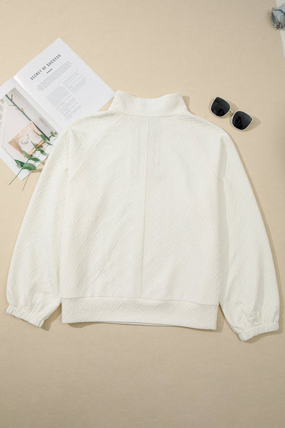 Threaded Pear Aria Striped Collar Baggy Sweatshirt