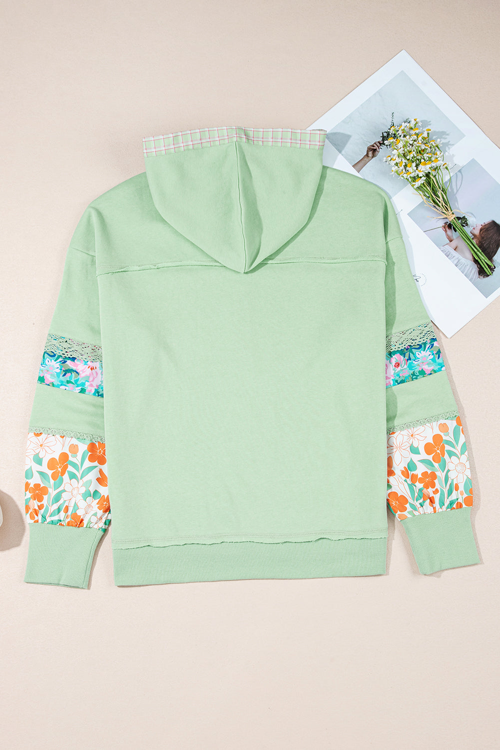 Threaded Pear Emberly Patchwork Half Hooded Pullover
