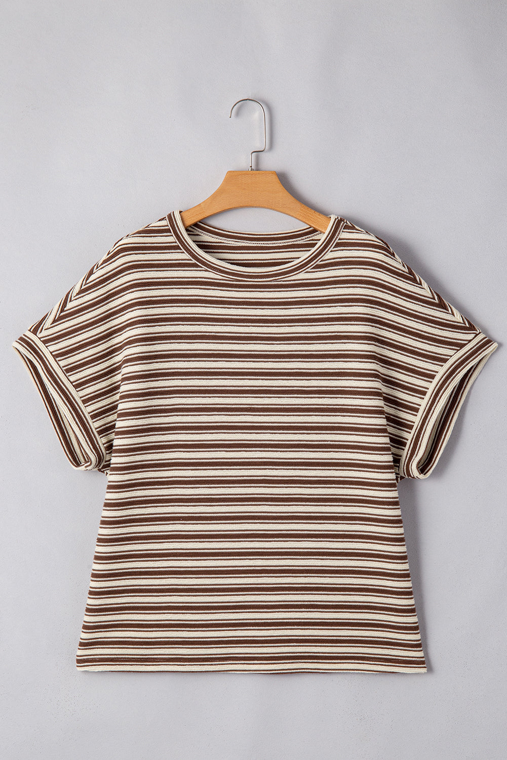 Threaded Pear Abby Stripe Textured Side Slits Top