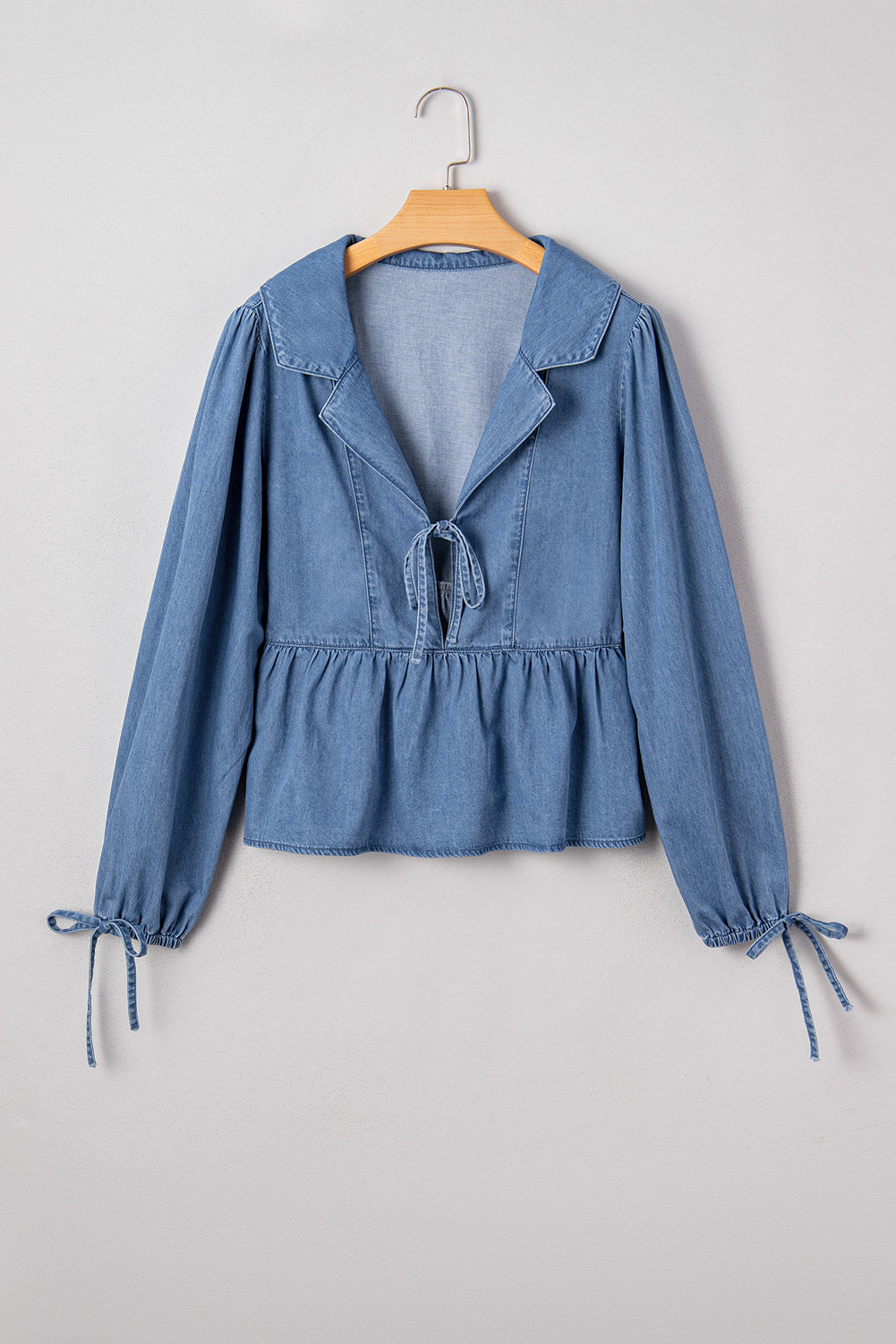 Threaded Pear Emmy Sleeve Tied Peplum Top