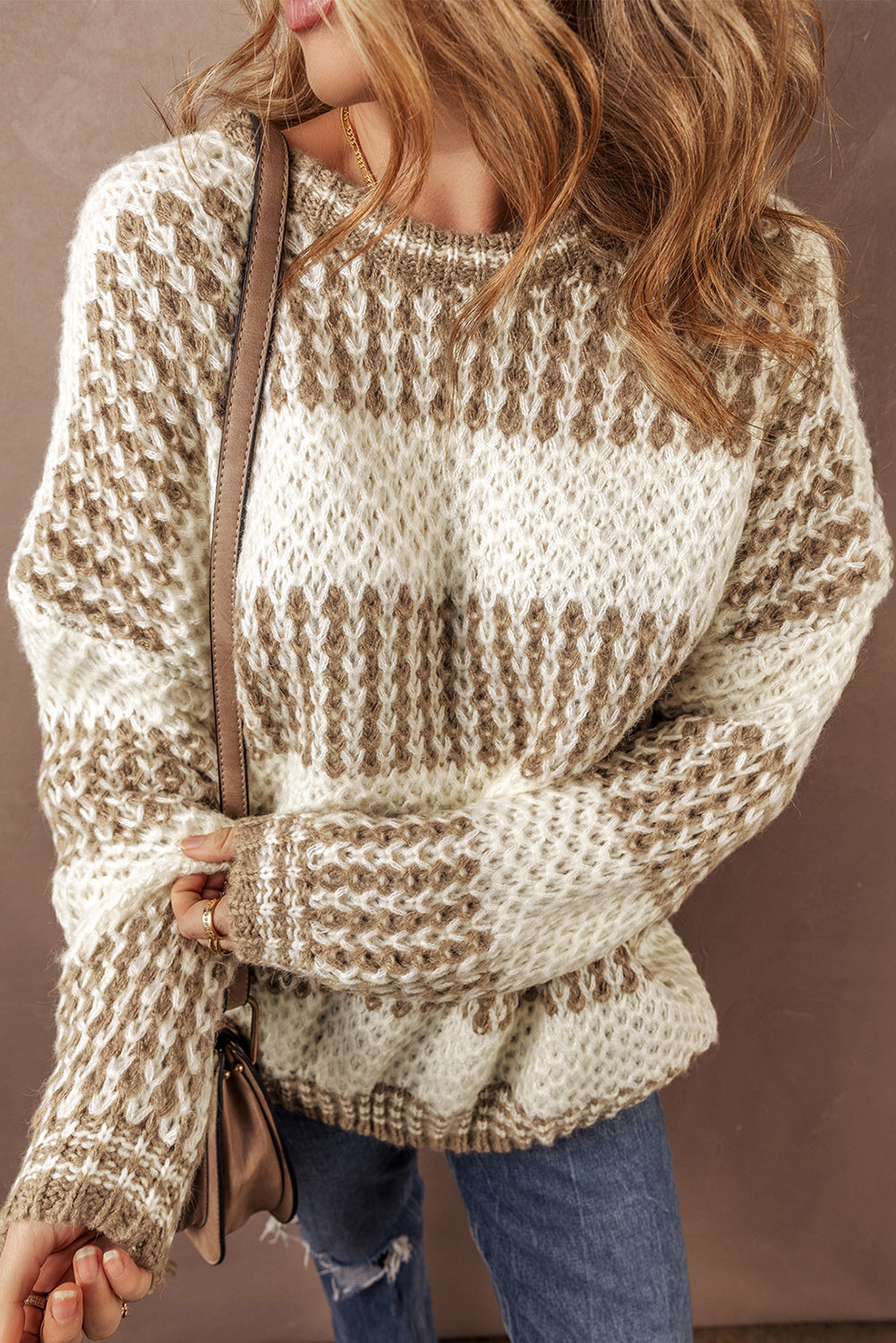 Threaded Pear Saylor Round Neck Loose Sweater