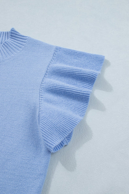 Threaded Pear Hadassah Ruffle Short Sleeve Sweater