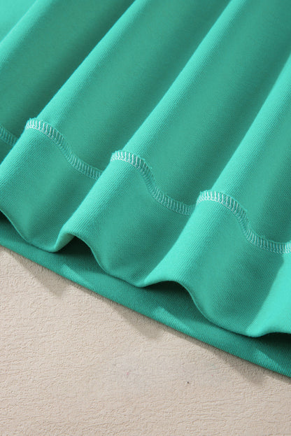 Threaded Pear Aruba Blue Colorblock Patchwork Cross Seam Plus Sweatshirt