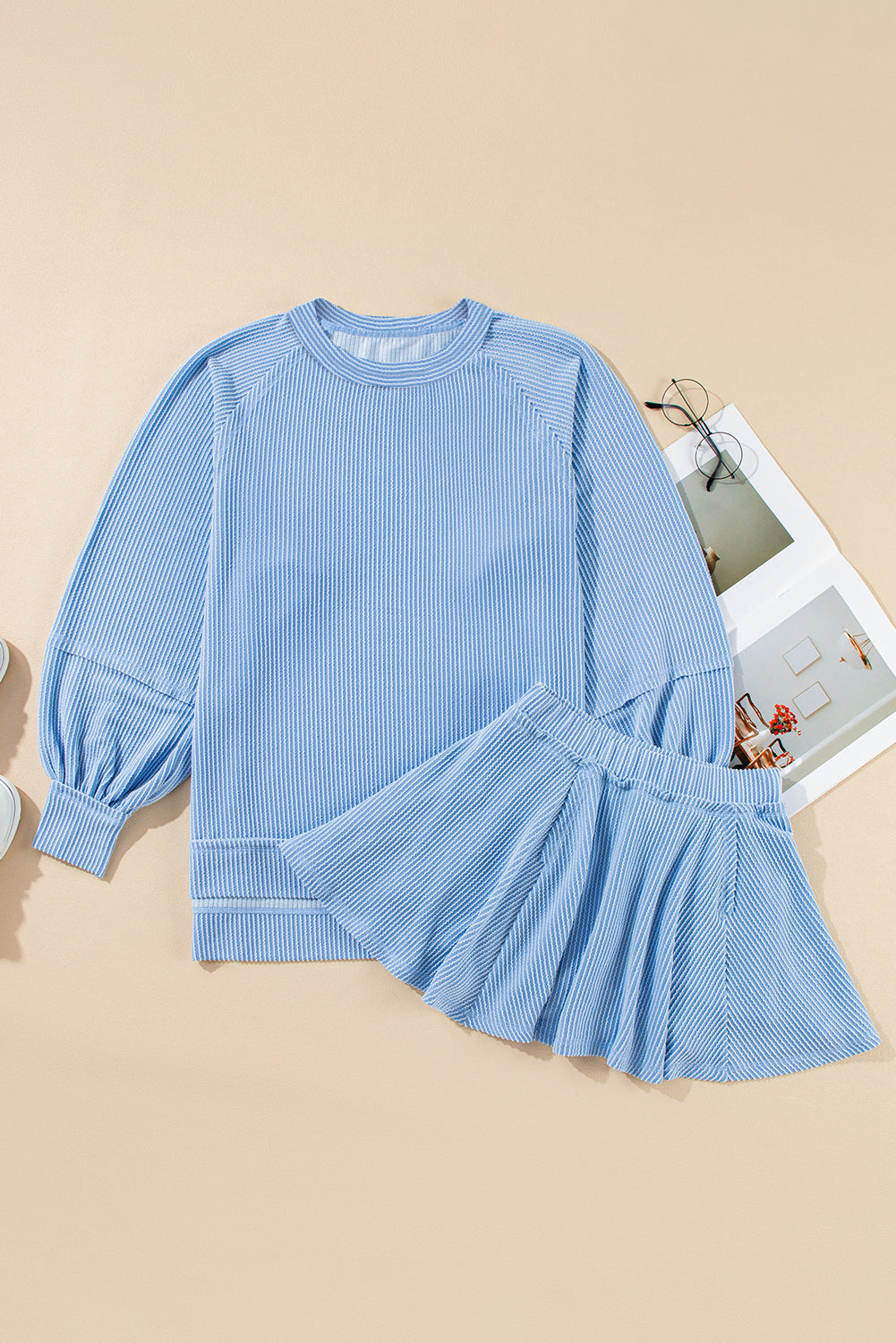 Threaded Pear Scarlett Corded Lantern Sleeve Top