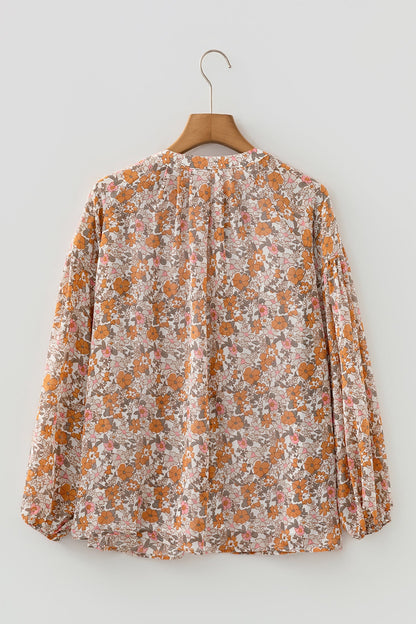 Adaline Floral Puff Sleeve Full Button Shirt