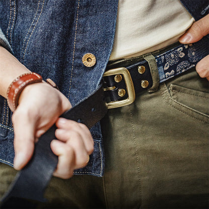 Men’s First Layer Cowhide Vintage Belt | Premium Full-Grain Genuine Leather Waist Strap | Classic Luxury Antique Buckle Belt | Durable Handcrafted Heritage Leather Belt for Men
