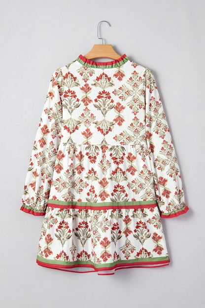 Threaded Pear Jade Long Sleeve Flared Dress
