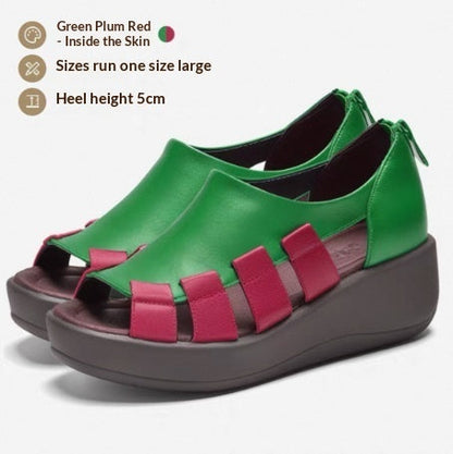 Women’s Genuine Leather Wedge Sandals | Comfortable Thick Sole Platform Shoes | Elegant Soft Leather Summer Wedges | Non-Slip Walking Sandals for Women | Premium Quality "All-Day" Comfort Footwear